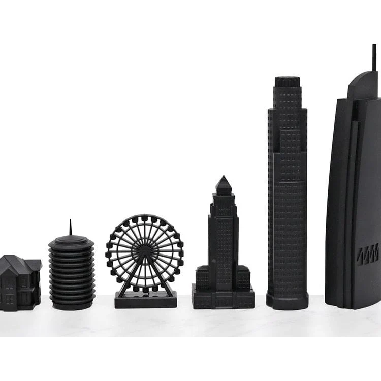 Los Angeles Edition Acrylic Chess Set with Marble Hatch Board - Image 3