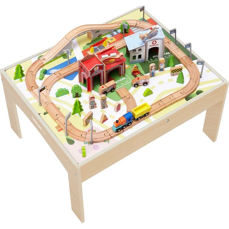 Preschool Play Lab Toys Table with 85-piece Train & Town Set - Image 4