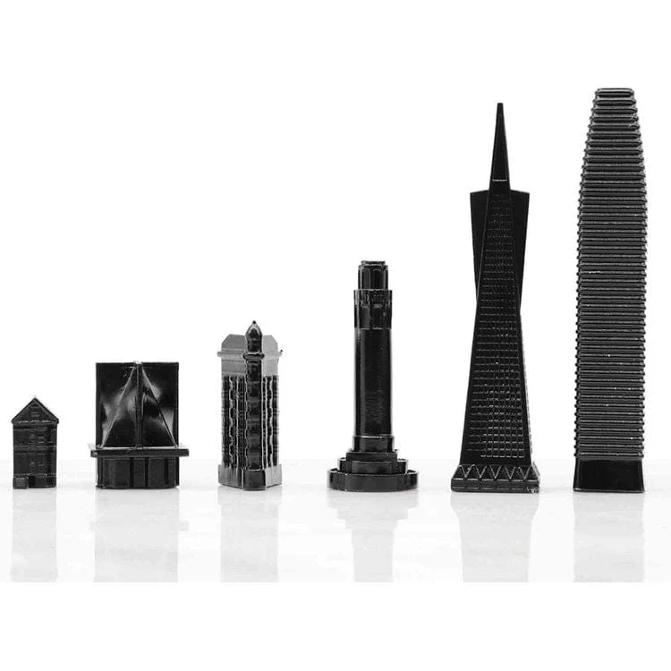 San Francisco Edition Stainless Steel Chess Set with Marble Hatch Board - Image 4